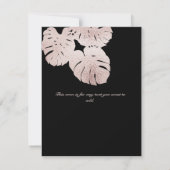 Moderne zwarte, grafische Roos Gold Leaves Elegant Save The Date (Achterkant)