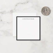 Moderne zwarte grens minimalistisch eenvoudig notitiekaartje (Voorkant / Achterkant in situ)