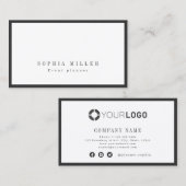 Moderne zwarte-grensberoeps met eenvoudige houtsko visitekaartje (Voorkant / Achterkant)