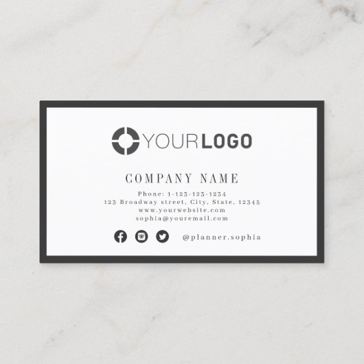 Moderne zwarte-grensberoeps met eenvoudige houtsko visitekaartje (Achterkant)