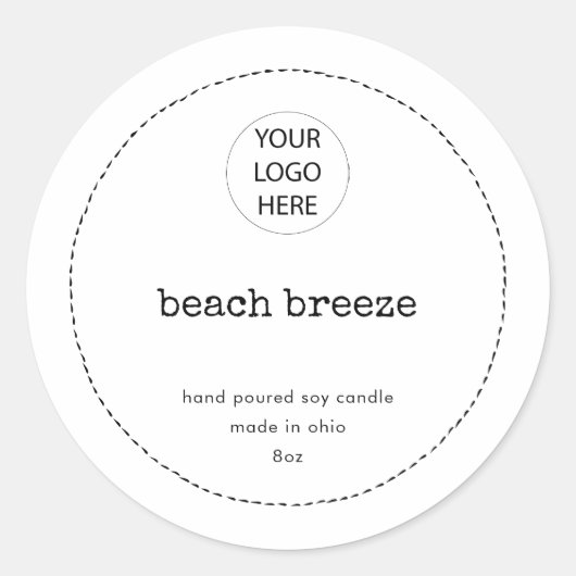 Moderne, zwarte-grenskaarscosmetica Uw Logo Ronde Sticker (Voorkant)