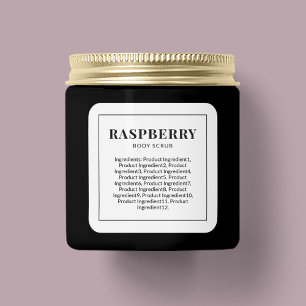 Moderne zwarte grenslijst van ingrediënten vierkante sticker