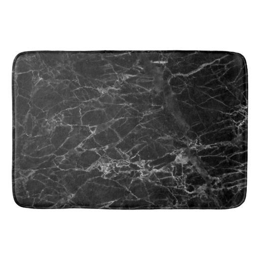 Moderne zwarte grijs en witte faux marble Bath Mat (Voorkant)