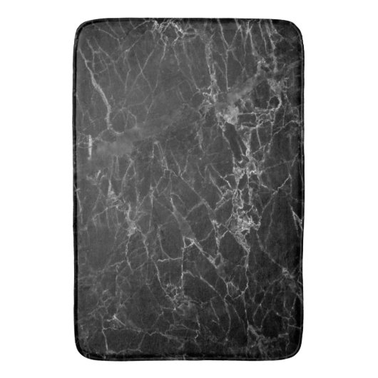 Moderne zwarte grijs en witte faux marble Bath Mat (Voorkant Verticaal)