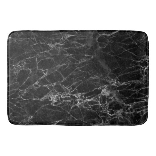 Moderne zwarte grijs en witte faux marble Bath Mat (Voorkant)