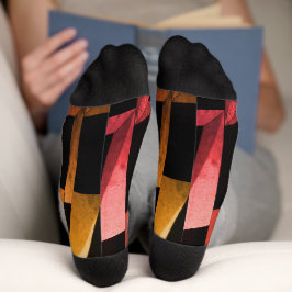 Moderne Zwarte & Grijze Geometrische Patroon Soks Sokken