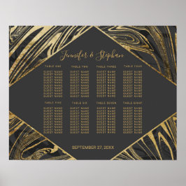 Moderne zwarte grijze gouddraaikaart poster