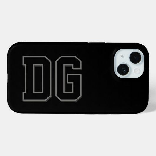 Moderne Zwarte Grijze Monogram Initiaal Letters Case-Mate iPhone Case (Achterkant (horizontaal))