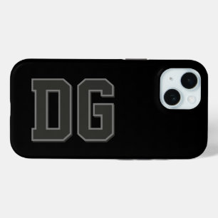 Moderne Zwarte Grijze Monogram Initiaal Letters iPhone 15 Case