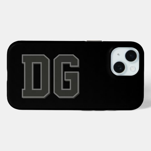 Moderne Zwarte Grijze Monogram Initiaal Letters Case-Mate iPhone Case (Achterkant (horizontaal))
