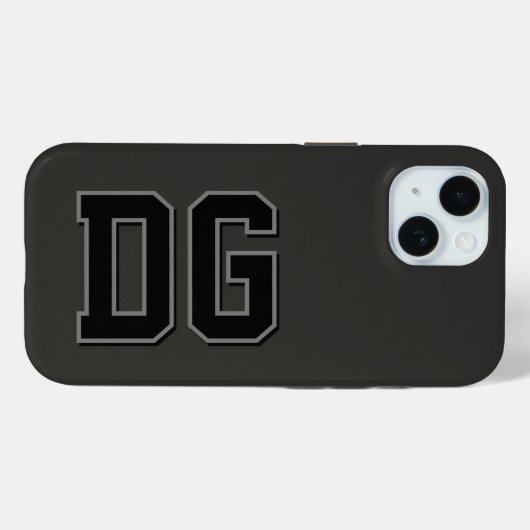 Moderne Zwarte Grijze Monogram Initialen Case-Mate iPhone Case (Achterkant (horizontaal))