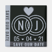 Moderne zwarte & grijze opslagdatum magneet (Voorkant)