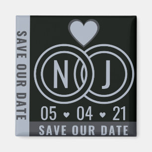 Moderne zwarte & grijze opslagdatum magneet