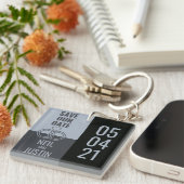 Moderne zwarte & grijze opslagdatum sleutelhanger (Voorkant Rechts)