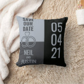 Moderne Zwarte & Grijze Save The Date Kussen (Deken)