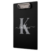 Moderne zwarte grijze script monogram klembord (Links)