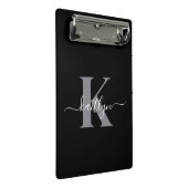 Moderne zwarte grijze script monogram mini klembord (Schuin)