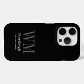 Moderne Zwarte Grijze Witte Monogram Naam Case-Mate iPhone Case (Achterkant (horizontaal))