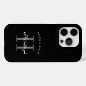 Moderne Zwarte Grijze Witte Monogram Naam Case-Mate iPhone Case (Achterkant (horizontaal))