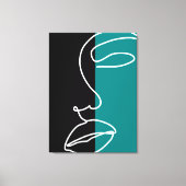 Moderne, zwarte, groene en witte streep canvas afdruk (Voorkant)