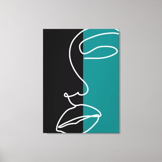 Moderne, zwarte, groene en witte streep canvas afdruk (Voorkant)