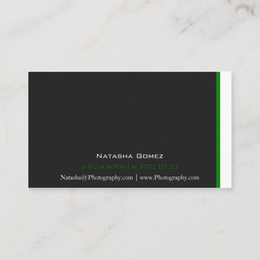 Moderne zwarte, groene en witte streep - Visitekaa Visitekaartje (Achterkant)