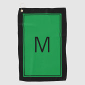 Moderne Zwarte Groene Monogram Initiaal Golfhanddo Golfhanddoek (Voorkant)