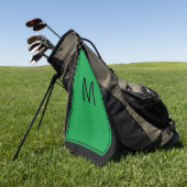 Moderne Zwarte Groene Monogram Initiaal Golfhanddo Golfhanddoek (Groen)