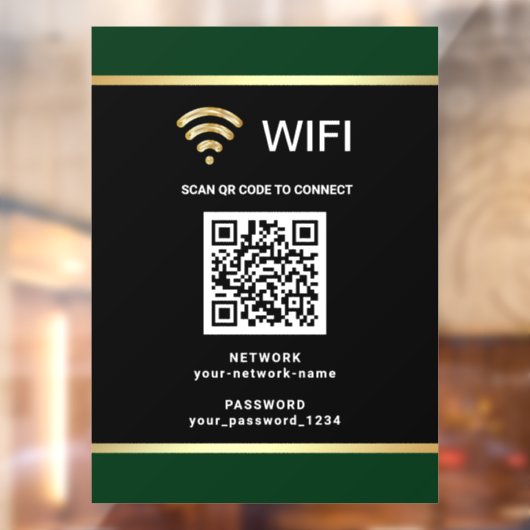 Moderne Zwarte Groene QR-code Wifi Netwerk Wachtwo Raamsticker (Vel 2)