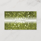 Moderne zwarte groene sparkle Glitter Monogram Visitekaartje (Voorkant)