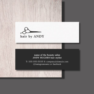 Moderne zwarte haarschaar mini visitekaartje