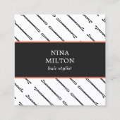 Moderne zwarte haarspellen van elegant vierkante visitekaartje (Voorkant)