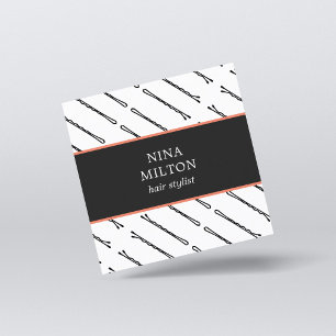 Moderne zwarte haarspellen van elegant vierkante visitekaartje