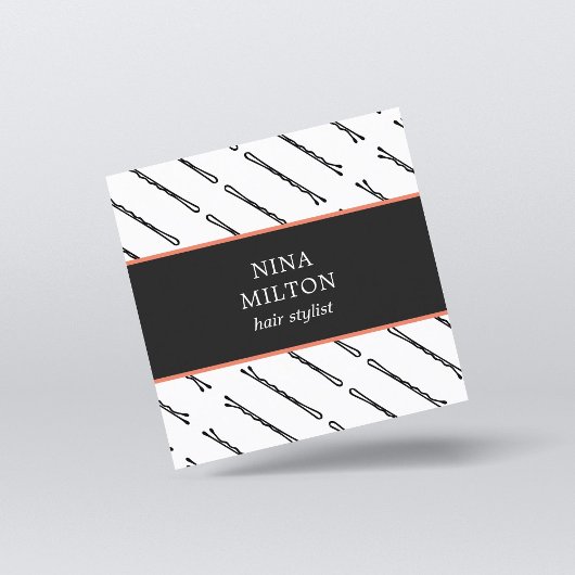 Moderne zwarte haarspellen van elegant vierkante visitekaartje