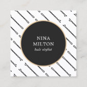 Moderne zwarte haarspellen van elegant vierkante visitekaartje (Voorkant)
