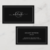 Moderne zwarte Haarstylist minimalistische monogra Visitekaartje (Voorkant / Achterkant)