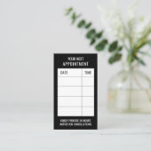 Moderne zwarte haarstyliste client herinnering afsprakenkaartje (Staand voorkant)