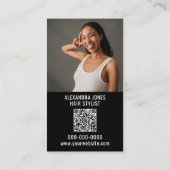 Moderne zwarte haarstyliste client herinnering afsprakenkaartje (Achterkant)