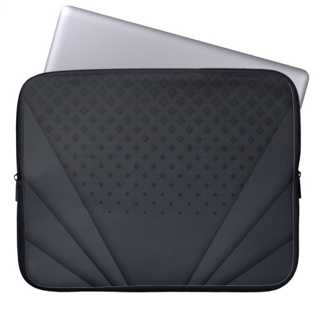 Moderne zwarte Halftone laptop met laptop Laptop Sleeve (Voorkant)