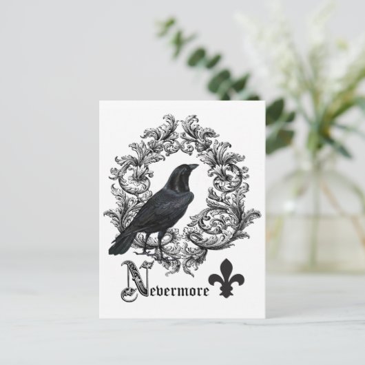 moderne  zwarte halloween kraai briefkaart (Staand voorkant)