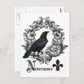 moderne  zwarte halloween kraai briefkaart (Voorkant / Achterkant)