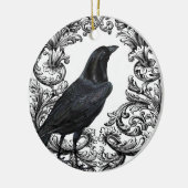 moderne  zwarte halloween kraai keramisch ornament (Links)