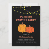 Moderne Zwarte Halloween Pumpkin Carving Party Kaart (Voorkant)