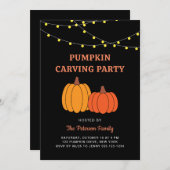 Moderne Zwarte Halloween Pumpkin Carving Party Kaart (Voorkant / Achterkant)