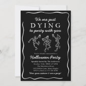 Moderne Zwarte Hand Getrokken Skeletten Halloween  Kaart (Voorkant)