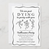 Moderne Zwarte Hand Getrokken Skeletten Halloween  Kaart (Voorkant)