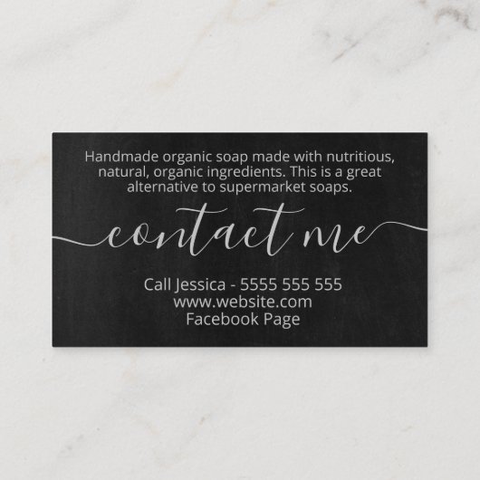 Moderne zwarte handgemaakte zeep Soy Melt Candle Visitekaartje (Achterkant)