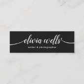 Moderne zwarte handgeschreven scriptkalligrafie mini visitekaartje (Voorkant)