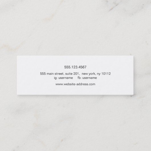 Moderne zwarte handgeschreven scriptkalligrafie mini visitekaartje (Achterkant)