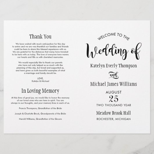 Moderne zwarte handgeschreven weduwprogramma's voo (Voorkant)